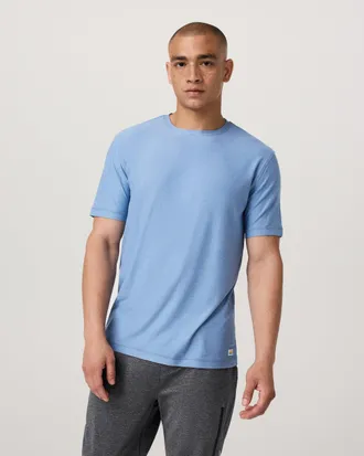 Vuori Clothing Strato Tech T-Shirt | Isle Blue Heather | XS, Size Extra Small