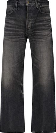 Fear of God Straight-Leg Black Denim Jeans With Logo Detail