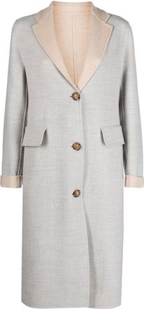 Eleventy two-tone single-breasted wool coat - women - Viscose/Wool - 44 - Grey