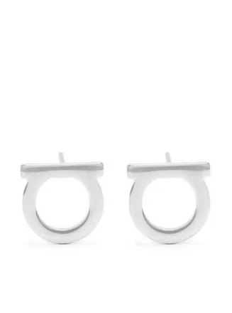 Ferragamo Silver-Colored Gancini Earrings