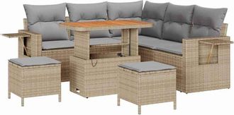 vidaXL Garden Sofa Set 9 pcs Beige and Light Grey Poly Rattan vidaXL