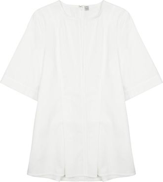 Toteme Pliss&eacute; V-Neck Pure Cotton Blouse