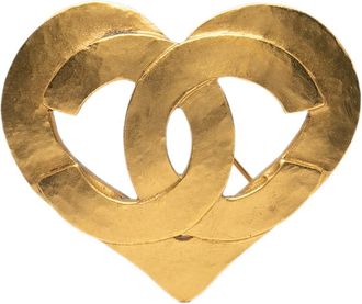 Chanel 1995 CC Heart vergulde broche - Goud