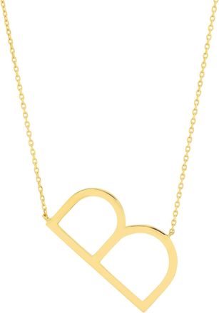 MAX + STONE 14k Yellow Gold Plated Sterling Silver Large Sideways Block Initial Letter