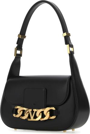 Valentino Garavani Womens Black Leather Vlogo Chain Shoulder Bag 0no Borse A Mano