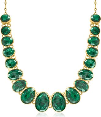 Ross-Simons Graduated Emerald Necklace in 18kt Gold Over Sterling