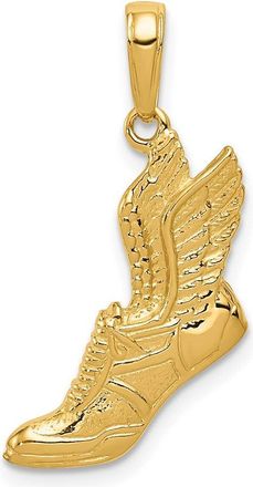 Diamond2Deal 14k Yellow Gold Polished Running Shoe with Wings Pendant