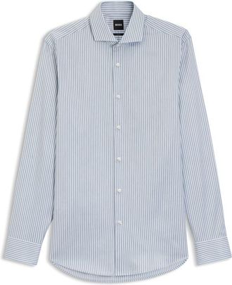 BOSS Slim-fit shirt in Italian-made striped cotton twill