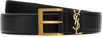 Saint Laurent Black Solid Buckle Belt
