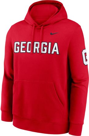 Nike Georgia Sideline Club Nike Mens College Pullover Hoodie in Red | MKDK65NUGV-TVV