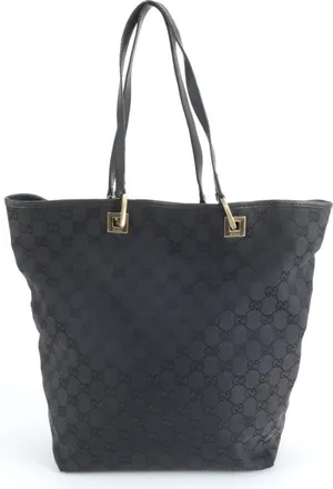 Gucci Gg Canvas Black Gg Canvas Handbag Tote Bag (Pre-Owned)