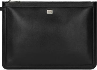 Dolce & Gabbana Grote kalfsleren etui - Heren - Clutches - Zwart - ONE Size - Katoen - Tassen