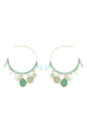 Panacea Mutli Stone Hoop Earrings in Green at Nordstrom