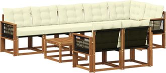 vidaXL Conjunto De Sof&aacute;s De Exterior 9 Uds. Natural Y Crema Vidaxl