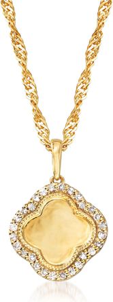 Ross-Simons Diamond Clover Pendant Necklace in 18kt Gold Over Sterling