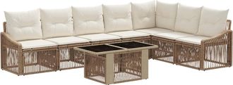 vidaXL Conjunto De Sof&aacute;s De Jard&iacute;n 8 Uds. Beige Y Blanco Crema Vidaxl