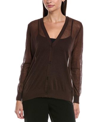 Lafayette 148 New York V-Neck Button Front Wool-Blend Cardigan