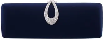 Nina Rumi Crystal Ring Frame Clutch in Navy at Nordstrom