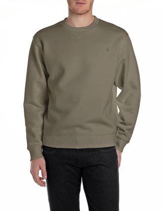 Replay Sweatshirt REPLAY, Herren, Gr. M, gr&uuml;n (mud gr&uuml;n), Sweatware, Obermaterial: 80% Baumwolle, 20% Polyester, unifarben, regular fit normal, Rundhals, Rip