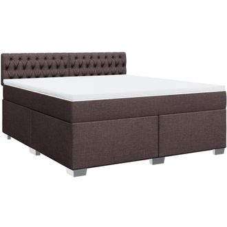 vidaXL Vidaxl - Cama Box Spring Con Colch&oacute;n Tela Marr&oacute;n Oscuro 180x200 Cm