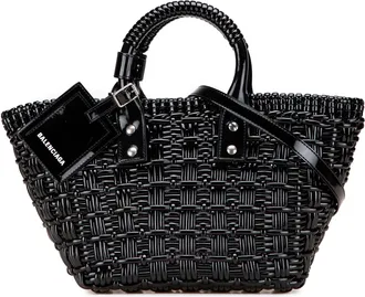 Balenciaga Pre-owned Womens Woven Tote Detachable Strap - Black Textile - One Size