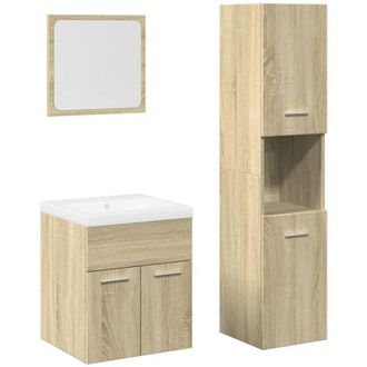 vidaXL Juego De Muebles De Ba&ntilde;o 4 Pzas Contrachapada Roble Sonoma Vidaxl