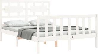 vidaXL Bed Frame without Mattress White Small Double Solid Wood Pine Vidaxl