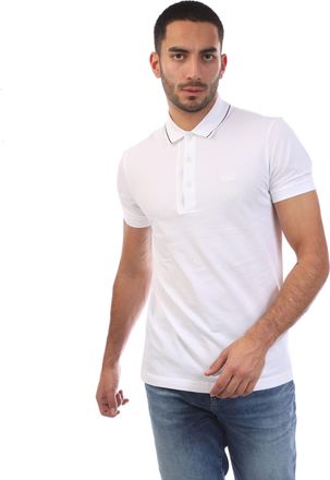 HUGO BOSS Mens Paule 4 Slim Fit Polo Shirt with Tonal Logo in Off White Cotton - Size X-Large