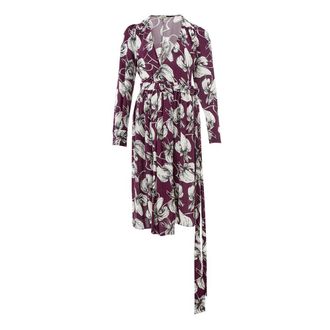 Lardini Womens Floral Print Midi Wrap Dress - Purple Viscose - Size EU 40 (Womens)