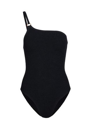 Hunza G Clara One-shoulder Crinkle Swimsuit - Black - One Size