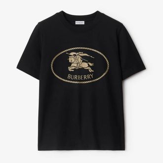 Burberry Knight Stamp Cotton T-shirt, Size Medium