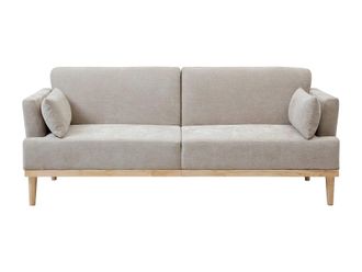 VENTE-UNIQUE.COM Sof&aacute; cama poli&eacute;ster 3 plazas beige 213x85cm