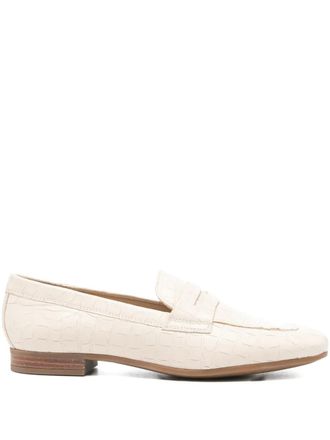 Geox Marlyna croc-embossed loafers - women - Calf Leather/Calf Leather/Rubber - 36.5 - Neutrals