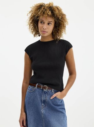 Contemporaine Womens Cap-sleeve fitted ribbed T-shirt