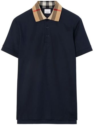 Burberry Slim Fit Check Collar Cotton Polo Shirt