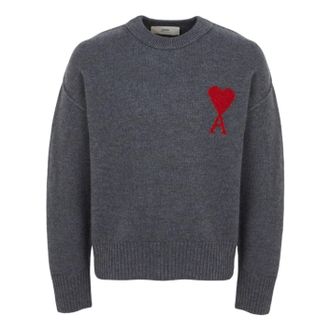 Ami Knitwear T-Shirt Gray UKS838-018-084