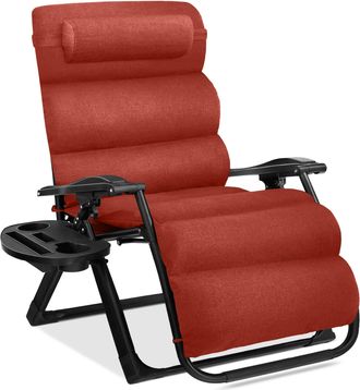 Best Choice Products Oversized Zero Gravity Chair, Folding Recliner w/ Removable Cushion, Side Tray