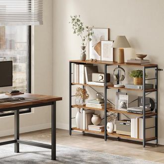 Vasagle 4-Tier Industrial Storage Shelf Room Divider Tall Unit in Brown