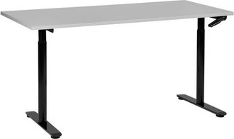 Beliani Beliani - Escritorio De Altura Regulable Manualmente Oficina Moderna Patas Redondas 160 X 72 Cm Tablero Gris Soporte De Acero Negro Destinas