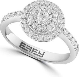 Effy 14K White Gold Diamond Peitite Cushion Halo Ring in 14K Gold at Nordstrom, Size 7