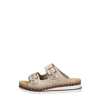 Rieker Open Teen - Dames - Sleehakken - Beige - 38 EU - Leer - Schoenen