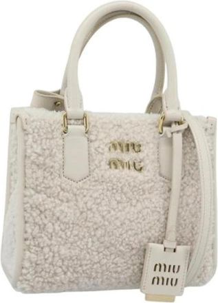 Miu Miu Pre-owned Canvas Hand Bag - Dames - Vintage Handtas - Wit - ONE Size - Leer - Vintage