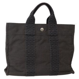 Herm&egrave;s Fourre-Tout Herline Fourre-Tout Herline Gray Canvas Bag (Pre-Owned)