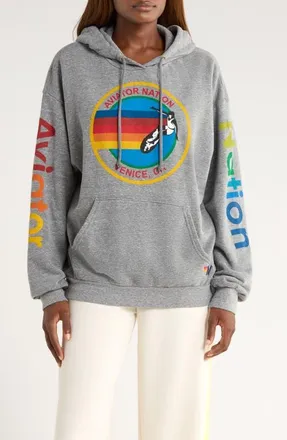 Aviator Nation Relaxed Graphic Hoodie in Heather Grey at Nordstrom, Size X-Small
