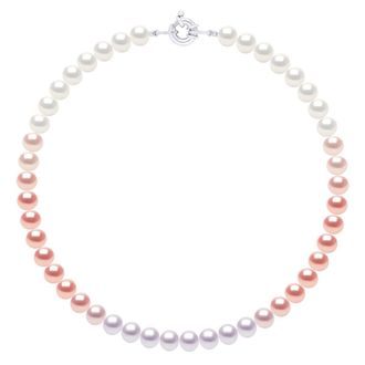 Ateliers Saint Germain Womens Necklace of Real Cultured Freshwater Pearls and Round 8-9 mm - Multicolour Silver - One Size