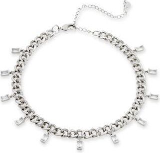 Savvy Cie Jewels Curb Chain Fringe Necklace in White at Nordstrom Rack