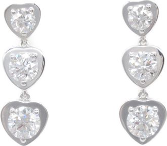 Cartier Triple Diamond Heart Earrings Size M