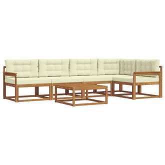 vidaXL Conjunto De Sof&aacute;s De Exterior Con Coj&iacute;n 6 Pcs Natural Y Crema Vidaxl