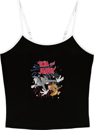 Tom & Jerry Juniors Tom and Jerry Fireworks Celebration Duo Tank Top in Black at Nordstrom, Size X-Large