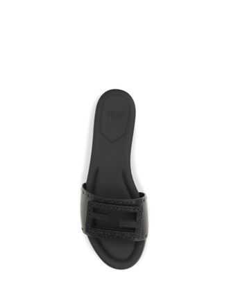 Fendi Womens Sandals Baguette Calfskin Black Calf Leather